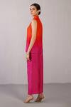 Clos_Orange Dupion, Silk Collared Umbra Shaded Top With Pant _at_Aza_Fashions