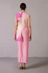 Shop_Clos_Pink Dupion, Silk V-neck Floro Lemonade Jacket Set _at_Aza_Fashions