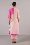 Shop_Clos_Pink Dupion, Silk Round Neck Floro Lemonade Kurta Set _at_Aza_Fashions