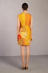 Shop_Clos_Orange Dupion, Silk Round Neck Stria And Yellow Dress _at_Aza_Fashions