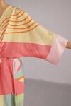 Buy_Clos_Multi Color Dupion, Silk V-neck Blaze Abstract Pattern Dress _Online_at_Aza_Fashions