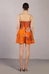 Shop_Clos_Orange Dupion, Silk V-neck Color Block Jumpsuit _at_Aza_Fashions