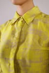 Buy_Clos_Yellow Dupion, Silk Collared Matrix Pattern Shirt With Shorts _Online_at_Aza_Fashions