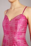 Shop_Clos_Magenta Dupion, Silk Sweetheart Neck Matrix Dress _Online_at_Aza_Fashions