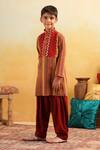 Cute Couture_Mustard Cotton, Rayon Mirrors Geometric Pattern Kurta With Patiyala Pant _Online_at_Aza_Fashions