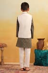 Shop_Cute Couture_Green Cotton Embroidery Floral Pattern Bundi And Kurta Set _at_Aza_Fashions