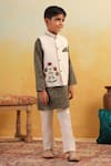 Buy_Cute Couture_Green Cotton Embroidery Floral Pattern Bundi And Kurta Set _Online_at_Aza_Fashions