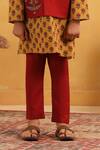 Cute Couture_Yellow Cotton Embroidery, Mirrors Floral Pattern Bundi And Kurta Set _Online_at_Aza_Fashions