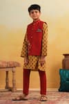 Buy_Cute Couture_Yellow Cotton Embroidery, Mirrors Floral Pattern Bundi And Kurta Set _Online_at_Aza_Fashions
