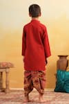 Shop_Cute Couture_Maroon Cotton Mirrors, Embroidery Floral Pattern Kurta With Dhoti Pant _at_Aza_Fashions