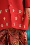 Cute Couture_Maroon Cotton Mirrors, Embroidery Floral Pattern Kurta With Dhoti Pant _at_Aza_Fashions