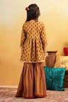 Shop_Cute Couture_Mustard Cotton Embroidery, Lace Floral Pattern Kurta With Sharara _at_Aza_Fashions