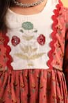 Cute Couture_Peach Cotton Embroidery, Lace Floral Pattern Kurta With Sharara _at_Aza_Fashions