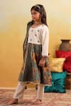 Cute Couture_Off White Cotton Embroidery, Mirrors, Gota Patti Floral Pattern Kurta Set _at_Aza_Fashions