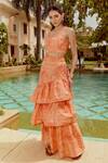 Shop House Of Eda Orange Cotton Square Neck Jamie Pattern Top With Skirt Online at Aza Fashions Shop_House Of Eda_Orange Cotton Square Neck Jamie Pattern Top With Skirt _Online_at_Aza_Fashions