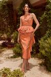 Buy_House Of Eda_Orange Cotton Embroidery Round Neck Brenna Top With Skirt _at_Aza_Fashions