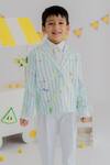 Buy_MR Brat_Blue Muslin, Cotton Embroidery Stripes Carnival Blazer Set _Online_at_Aza_Fashions