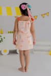 Shop_MR Brat_Peach Cotton Tassels Carnival Print Dress _at_Aza_Fashions