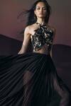 Buy_Pankaj & Nidhi_Black Tulle, Chiffon Sequins, Embroidery Halter Neck Araquis Sirocco Ember Dress _Online_at_Aza_Fashions