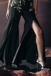 Buy_Pankaj & Nidhi_Black Crepe Araquis Rift Monarch Slit Pant _Online_at_Aza_Fashions