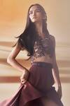 Buy_Pankaj & Nidhi_Brown Araquis Rippled Spice Harness _Online_at_Aza_Fashions