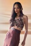 Shop_Pankaj & Nidhi_Brown Araquis Rippled Spice Harness _at_Aza_Fashions
