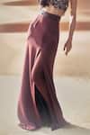 Buy_Pankaj & Nidhi_Brown Crepe Araquis Rippled Spice Skirt _Online_at_Aza_Fashions