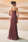 Shop_Pankaj & Nidhi_Brown Tulle, Crepe Embroidery, Araquis Mystique Desert Spice Corset Gown _at_Aza_Fashions