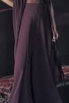 Pankaj & Nidhi_Brown Georgette Collared Araquis Moonlit Grace Cape Set _Online_at_Aza_Fashions