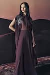 Pankaj & Nidhi_Brown Collared Araquis Moonlit Grace Cape _Online_at_Aza_Fashions