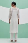 Shop_Priya Chaudhary_White Chanderi Embroidery V-neck Sahiba Kurta Set _at_Aza_Fashions