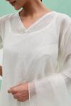 Shop_Priya Chaudhary_White Chanderi Embroidery V-neck Sahiba Kurta Set 