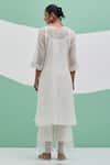Shop_Priya Chaudhary_White Chanderi Embroidery Round Neck Meenu Kurta Set _at_Aza_Fashions