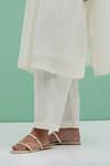 Priya Chaudhary_White Chanderi Embroidery Round , Keyhole Tyohar Anarkali Set _Online_at_Aza_Fashions