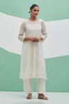 Buy_Priya Chaudhary_White Chanderi Embroidery Round , Keyhole Tyohar Anarkali Set _Online_at_Aza_Fashions