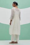 Shop_Priya Chaudhary_White Chanderi Embroidery Round , Keyhole Tyohar Anarkali Set _at_Aza_Fashions
