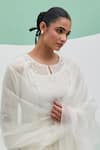 Shop_Priya Chaudhary_White Chanderi Embroidery Round , Keyhole Tyohar Anarkali Set _Online_at_Aza_Fashions