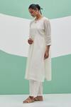 Buy_Priya Chaudhary_White Chanderi Embroidery Round , Keyhole Tyohar Anarkali Set 