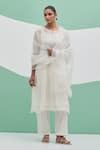 Buy_Priya Chaudhary_White Chanderi Embroidery Round , Keyhole Tyohar Anarkali Set _at_Aza_Fashions