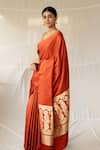 Priyanka Raajiv_Rust Silk Zari Mani Saree With Running Blouse _Online_at_Aza_Fashions
