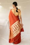 Shop_Priyanka Raajiv_Rust Silk Zari Mani Saree With Running Blouse _at_Aza_Fashions