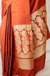 Priyanka Raajiv_Rust Silk Zari Mani Saree With Running Blouse _at_Aza_Fashions