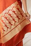 Buy_Priyanka Raajiv_Rust Silk Zari Mani Saree With Running Blouse 