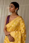 Priyanka Raajiv_Yellow Silk Zari Parakasha Woven Saree With Running Blouse _Online_at_Aza_Fashions