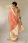 Shop_Priyanka Raajiv_Coral Brocade, Silk Zari Madhurya Saree With Running Blouse _at_Aza_Fashions