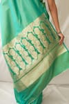 Shop_Priyanka Raajiv_Turquoise Silk Zari Mani Woven Saree With Running Blouse _Online_at_Aza_Fashions