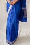 Priyanka Raajiv_Blue Silk Zari Kalamayi Banarasi Saree With Running Blouse _Online_at_Aza_Fashions