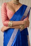 Buy_Priyanka Raajiv_Blue Silk Zari Kalamayi Banarasi Saree With Running Blouse _Online_at_Aza_Fashions