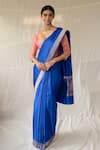 Priyanka Raajiv_Blue Silk Zari Kalamayi Banarasi Saree With Running Blouse _at_Aza_Fashions