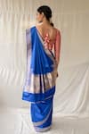Shop_Priyanka Raajiv_Blue Silk Zari Kalamayi Banarasi Saree With Running Blouse _at_Aza_Fashions
